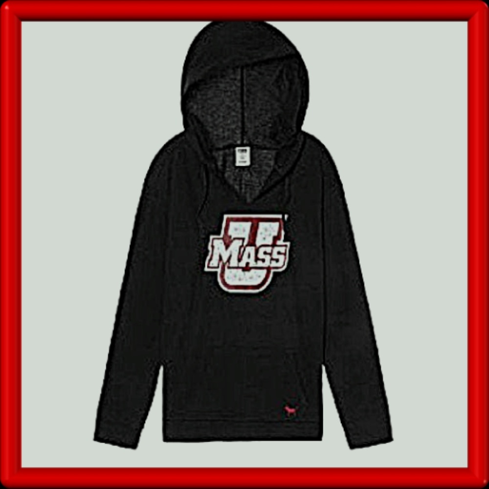 Pink Victoria’s Secret Campus UMASS Bling Hoodie M